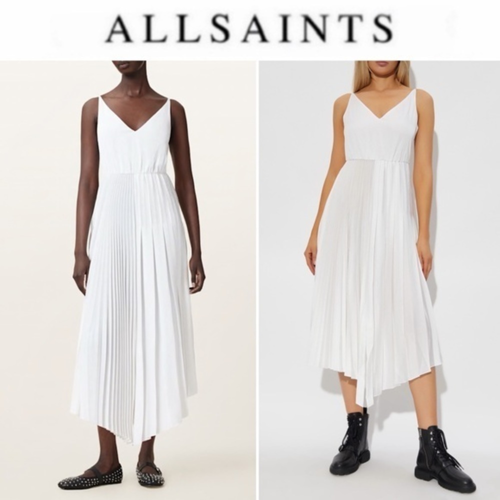 All Saints JAX Asymmetrical White Dress Sz S NWT